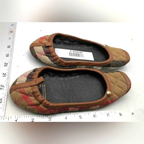 Burberry Brit Italy Designer Ballet Flats Quilted Plaid Sz 4 - Picture 4 of 10